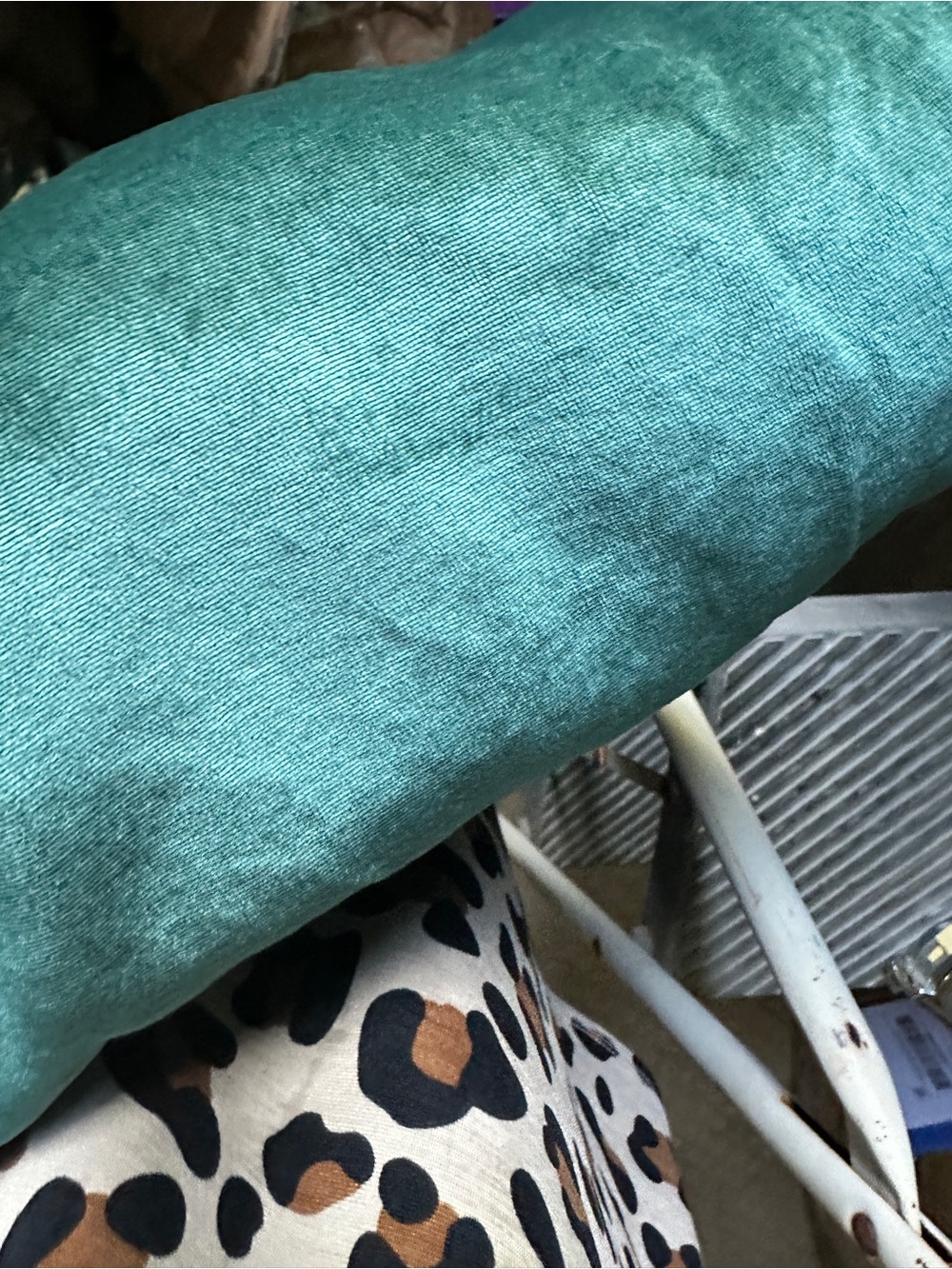 Opalhouse Teal velvet Fabric with lime/green color Label Accent - Picture 5 of 8
